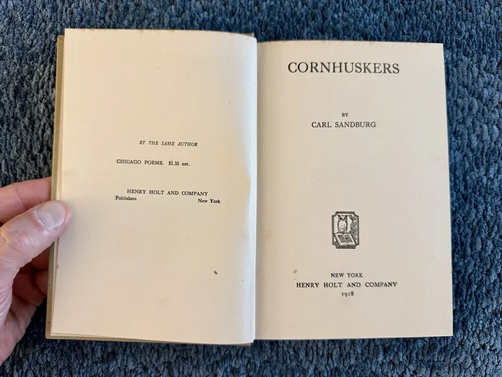Cornhuskers Carl Sandburg 1918 Henry Holt Poetry Book No Dust Jacket